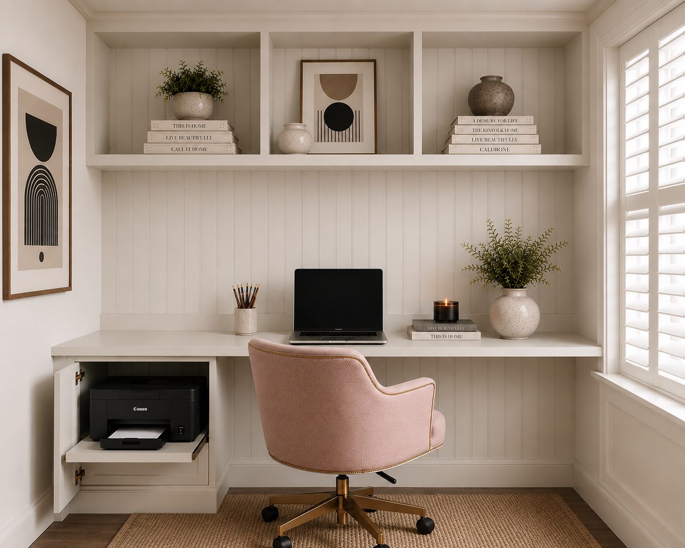 Neutral bespoke home office